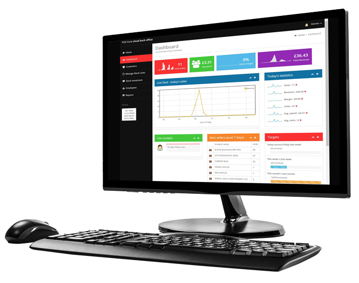 Cloud back office portal being accessed from a desktop PC