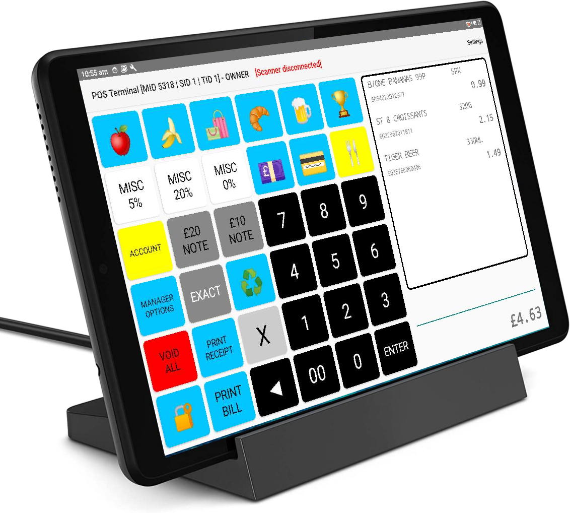 POS terminal screen